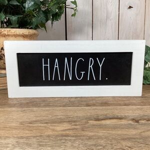 Rae Dunn HANGRY Sign White and Black Rectangular 12” Wooden Sign